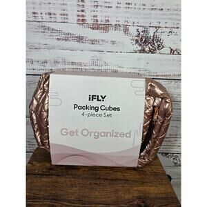 iFLY Packing Cubes 4-piece Quilted Travel Organizers Rose Gold